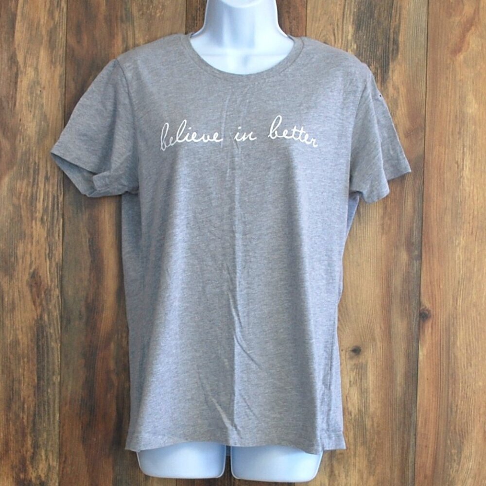 "BELIEVE IN BETTER" Short Sleeve Tee Tshirt Gray XXL